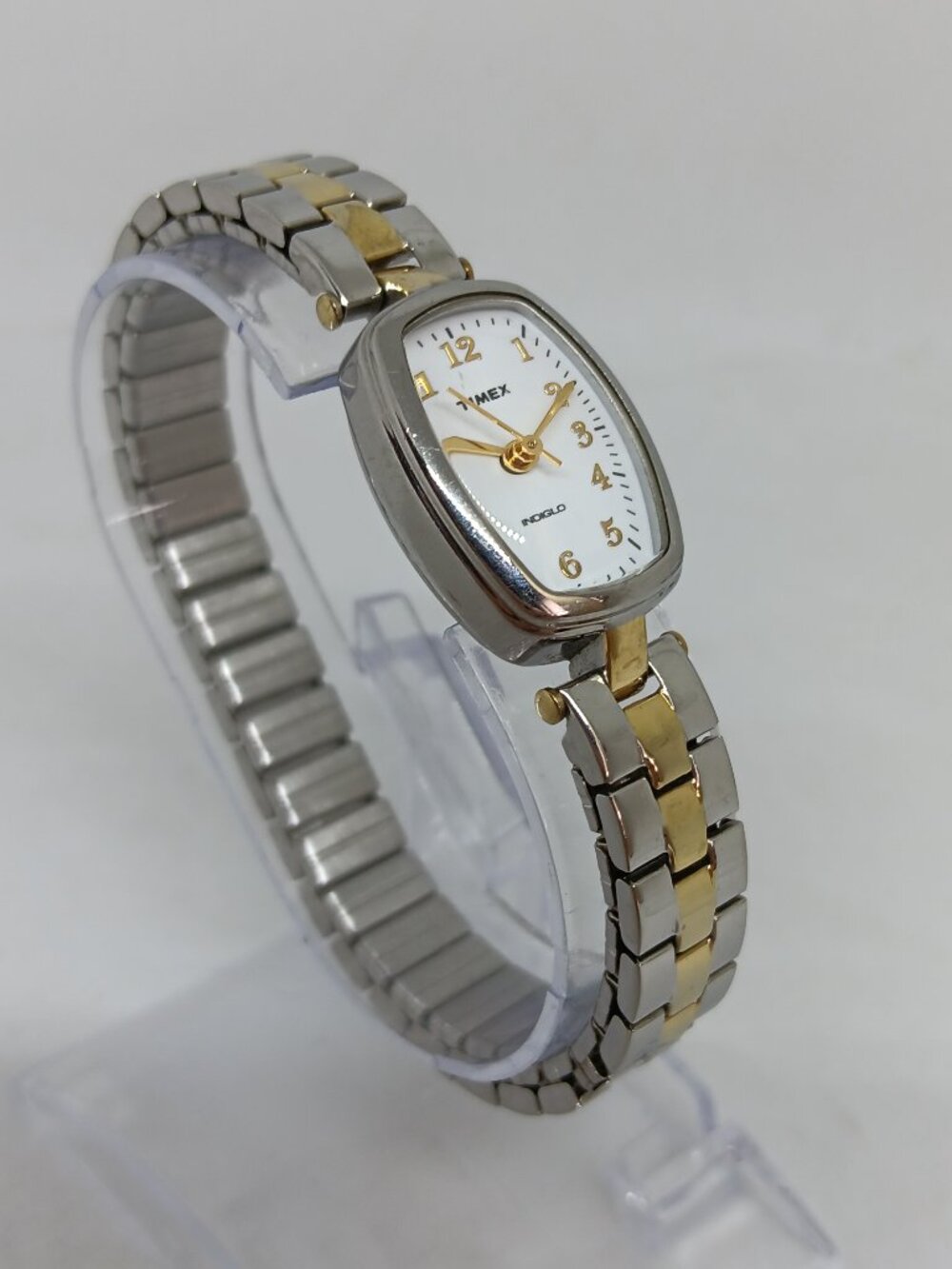 Timex T2M474 Women's 18mm x 24 mm Two Tone Flex Band Indiglo Watch NEW BATT - Picture 4 of 11